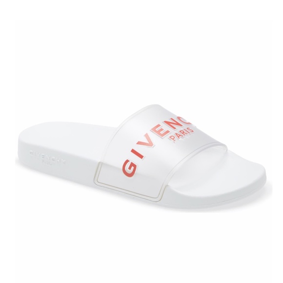 Givenchy Shoes - Givenchy Logo Slide Transparent/Red Sandal 40 / 10